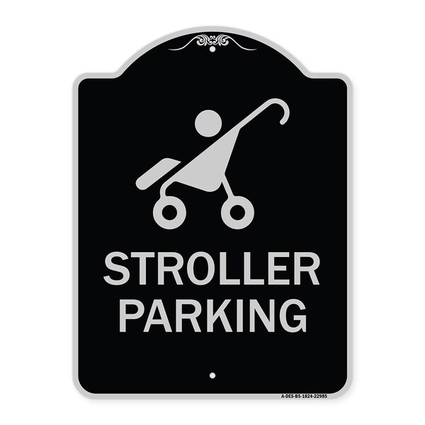 Reserved Stroller Parking W/ Graphic Heavy-Gauge Aluminum Sign, 24" x 18", BS-1824-22985